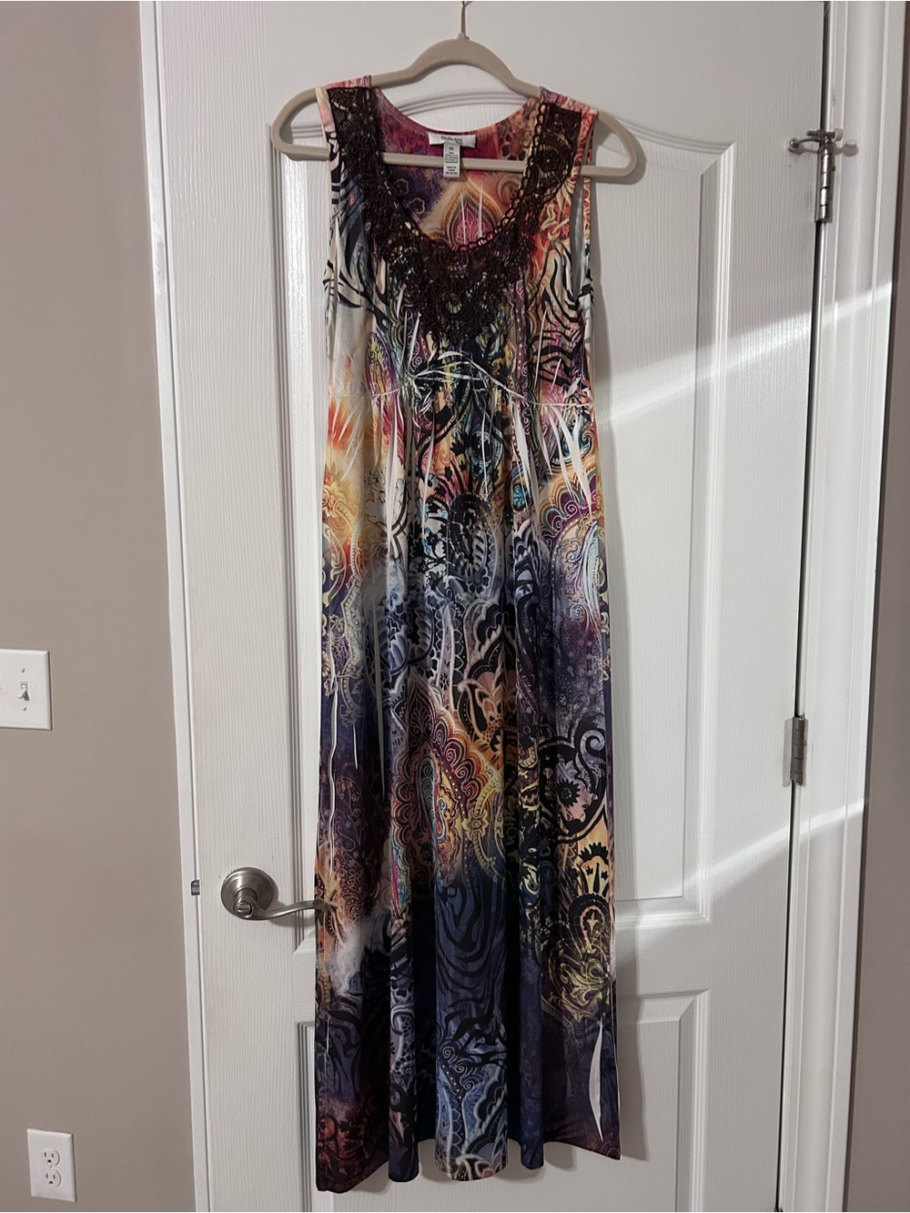 Style & Co. Multicolor Sleeveless Maxi Dress with Crochet Neckline